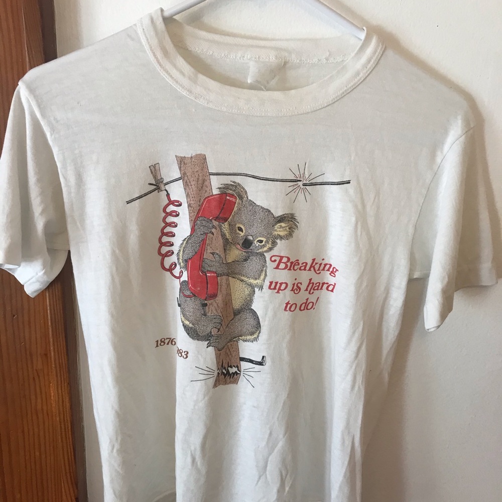 Vintage White Tee with Koala Print